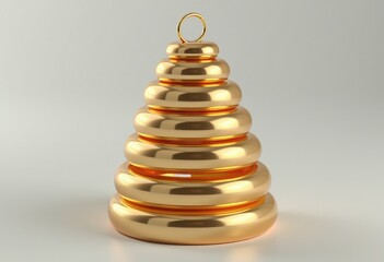 Shiny Gold Metallic Stacking Rings Toy on White Background