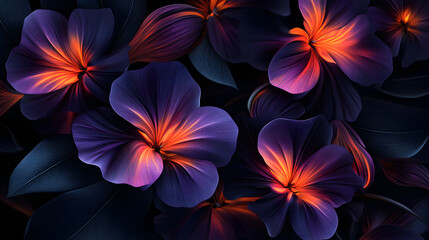 Fototapeta premium Vibrant abstract flowers, with glowing petals 