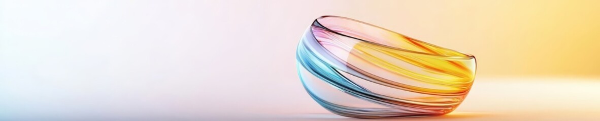 Colorful Glass Bowl with Swirling Patterns on Soft Background