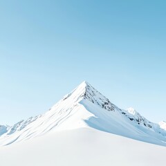 Majestic Snow-Capped Mountain Under Clear Blue Sky in Winter