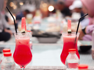 fresh watermelon juice on the table