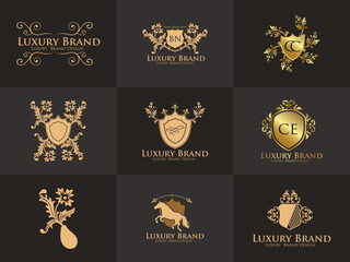 creative and professional luxury logo, luxury branded logo, brand style guide with luxury logo combo package