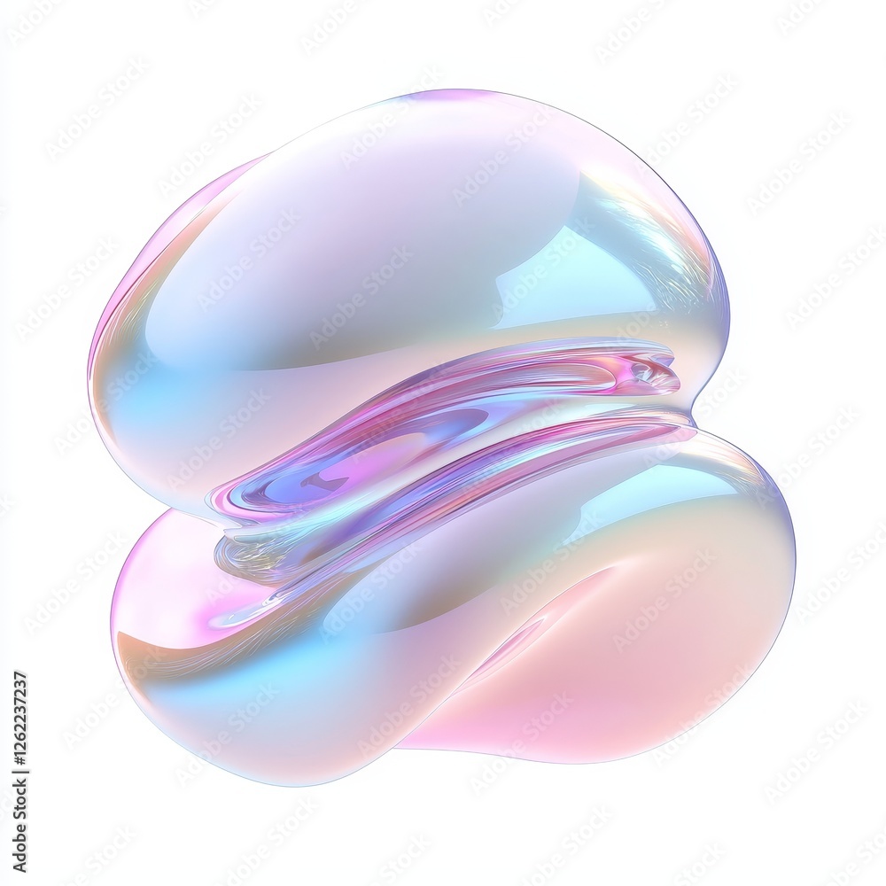 Poster a hologram texture featuring a fluid shape design element is showcased, accompanied by a holographic