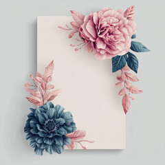 greeting card with flowers and leaves