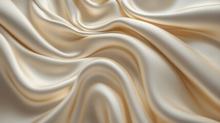 Obraz premium Cream silk fabric texture, elegant waves, soft background, design resource