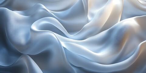 Obraz premium Elegant light blue silk fabric drapes, studio shot, soft light background, texture design