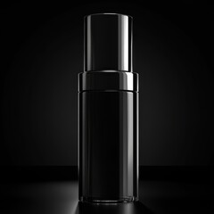Obraz premium Elegant and modern cosmetic bottle illuminated against a black background