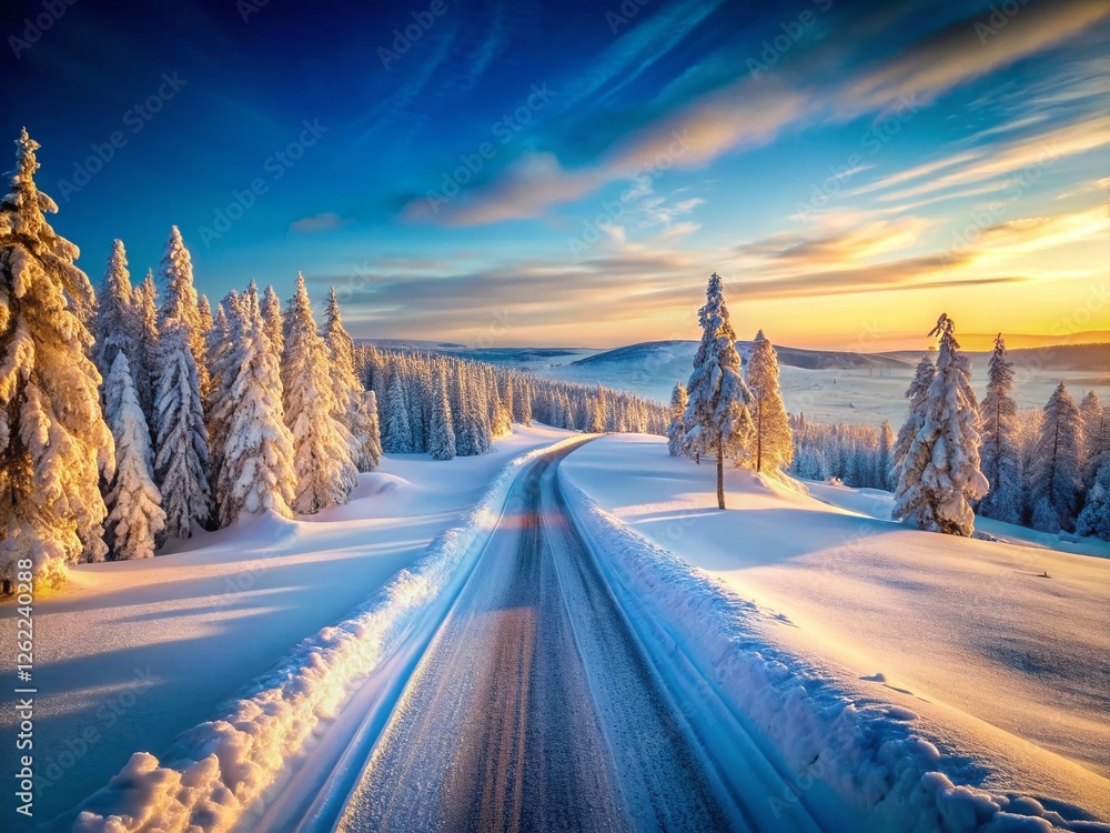 Wall mural Arctic Circle Winter Road: Stunning Lapland Snowscape