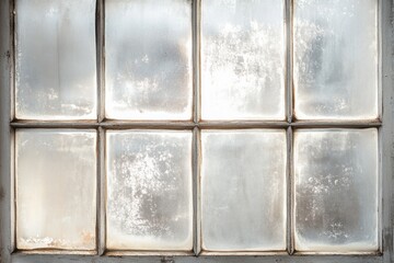 Eight paneled window with frosted glass and wooden frame