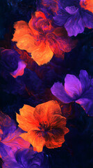 Vibrant abstract flowers, with glowing petals
