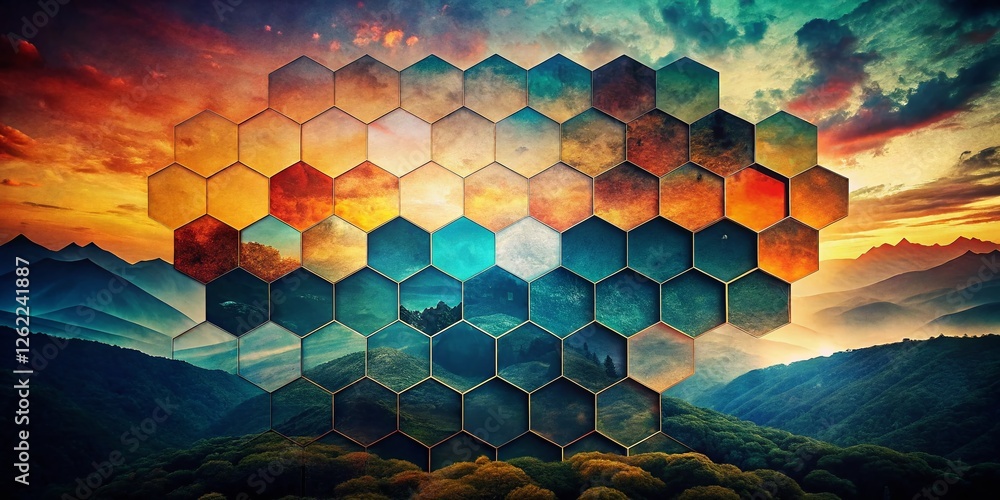 Poster artistic hexagonal geometric pattern: abstract background texture