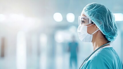 Medical Professional in Protective Gear in Hospital Environment