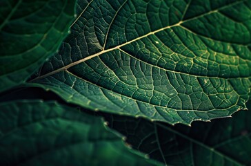 Obraz premium Green Leaf Veins: Life's Blueprint 