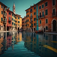 Obraz premium Colorful Venetian houses line a canal in Burano, Italy