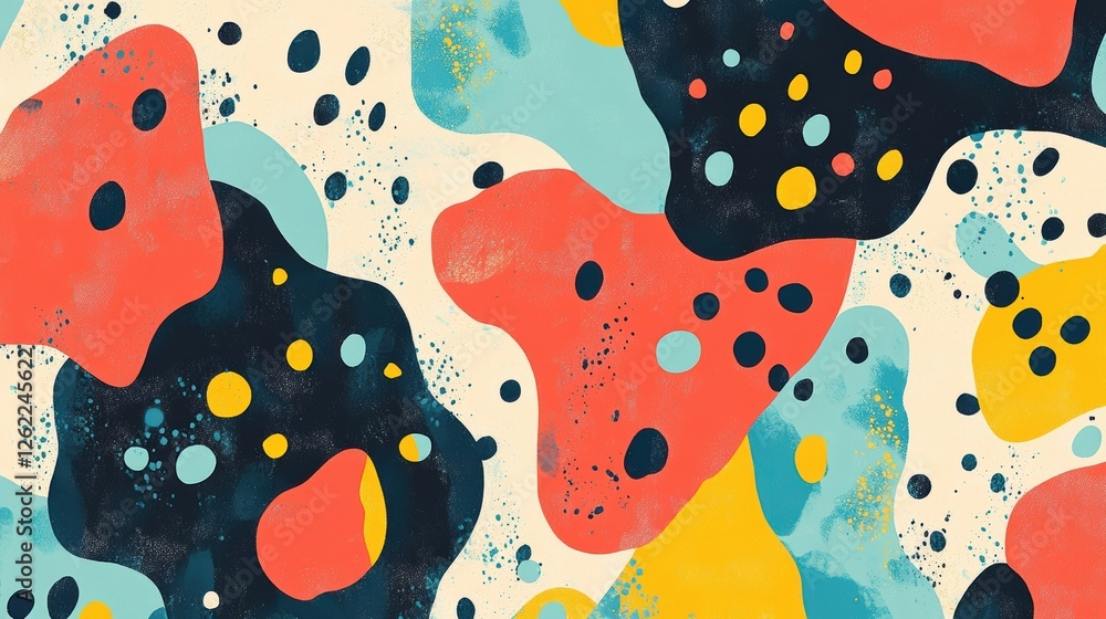 Poster colorful abstract shapes with vibrant patterns and textures