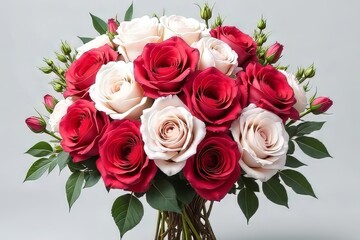 Red and Cream Roses Bouquet - Beautiful Floral Arrangement for Any Occasion