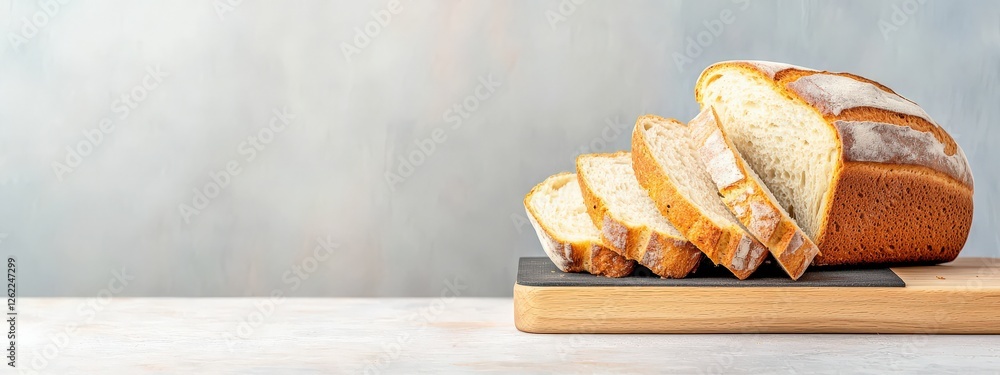 Poster a bread slicer with a chart comparing loaf size and cost.