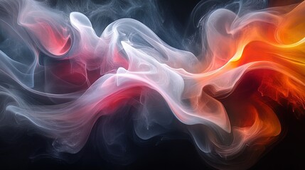Obraz premium Abstract colorful smoke swirls on a dark background, forming dynamic shapes
