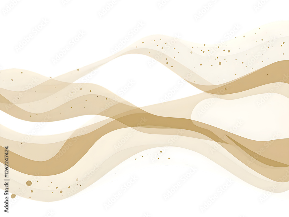 Poster abstract illustration of flowing beige and tan waves on a transparent background. the design feature