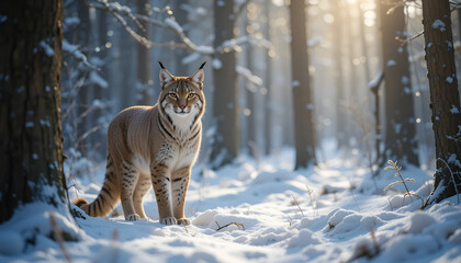 siberian tiger in snow isolated on transparent background