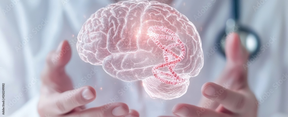 Aufkleber a doctor is utilizing a holographic 3d rendering of a digital brain scan