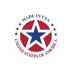 made in usa with star patriot element	
