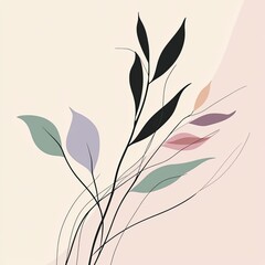 Minimal hand drawn floral and lines background