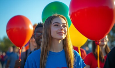 Advocacy Groups: Photograph of individuals participating in an autism awareness walk or event organized by advocacy groups, emphasizing community support and, Generative AI
