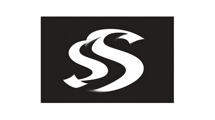 Fototapeta premium Abstract white S shaped design on black background