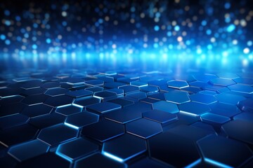 Fototapeta premium Blue Digital Hexagon Tech Background 
