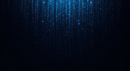 Falling binary code and data points on dark blue