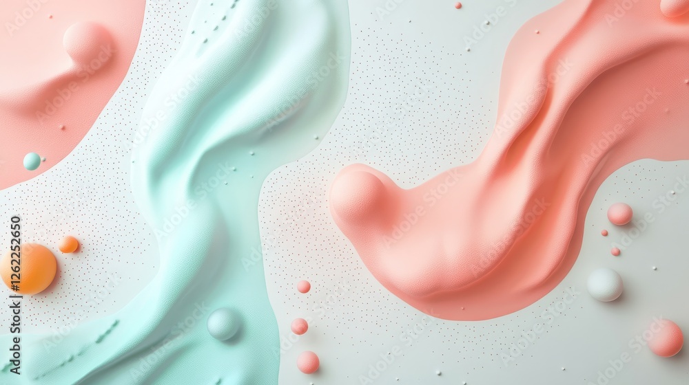 Poster abstract fluid art with soft colors and textured background