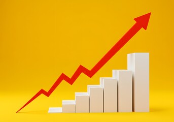 Business Growth Bar Graph with Positive Trend Arrow