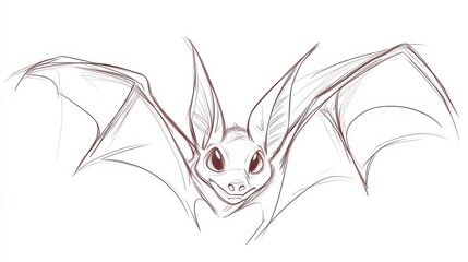 Cartoon style bat with expressive eyes and wide-open wings illustration