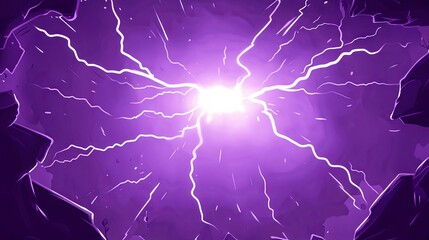 Blank purple comic-style background featuring thunder lightning bolts for a dramatic dialog or caption setting in the centre