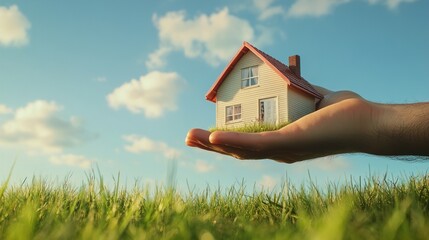 Masculine Hand Holding New Home
