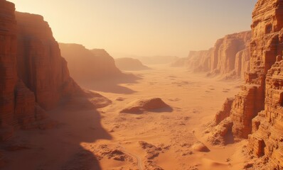Serene desert landscape at golden hour