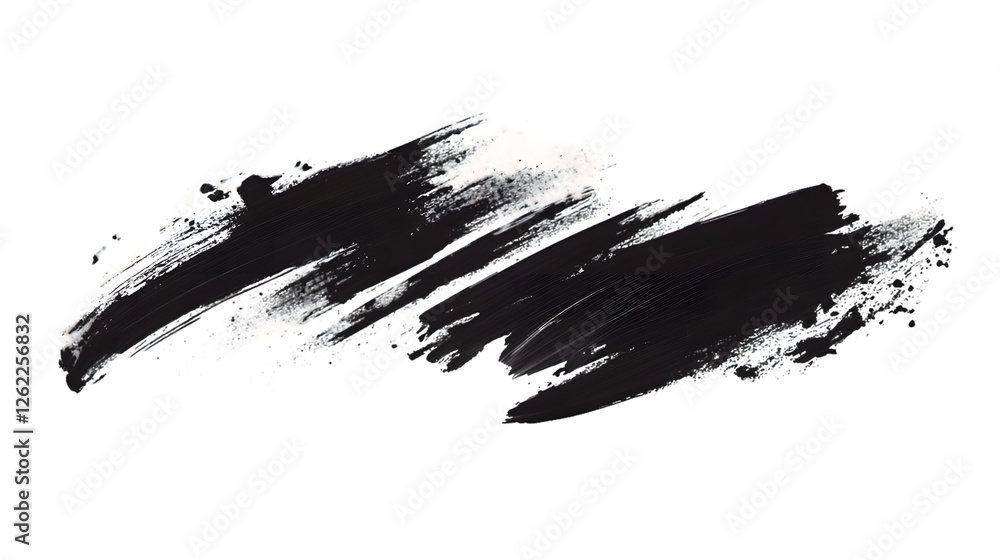 Poster abstract black and white paint strokes on transparent background. dynamic brushstrokes create a text