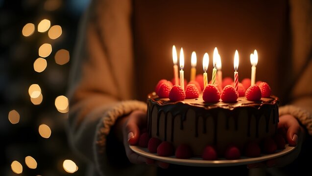 Warm Birthday Glow – Chocolate Cake & Candlelit Celebration 🎂🕯✨

 - Powered by Adobe