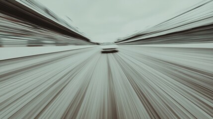 Obraz premium Winter highway driving, snow blurred background, speed