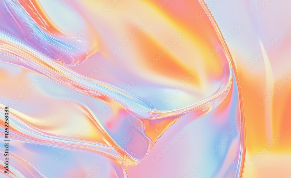 Poster a background of abstract holographic strings showcasing the entire spectrum of rainbow colors, paire