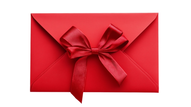 red envelope isolated on transparent white background, clipping path