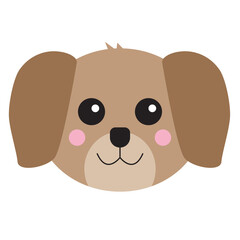 Cute cartoon dogs face perfect for children's illustrations, pet related designs, merchandise, greeting cards, and social media graphics