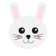 Cute white bunny face perfect for Easter cards, children's illustrations, spring designs, and animal themed content. Adorable and charming image
