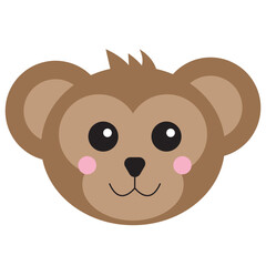 Obraz premium Cute cartoon monkeys face suitable for kids products, social media, stationary, and educational materials. Bright, fun, and engaging design