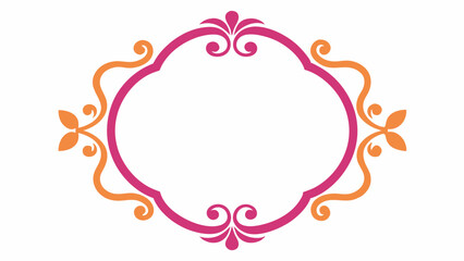 Obraz premium a symmetrical, ornate frame with vibrant pink and orange flourishes, perfect for adding a touch of sophistication to invitations, greeting cards, or decorative projects