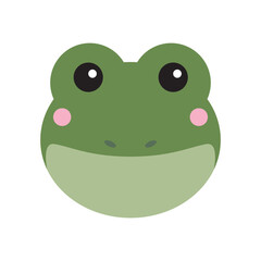 Cute cartoon frog face. Suitable for children's books, logos, stationery, and environmental awareness campaigns. Versatile and charming design