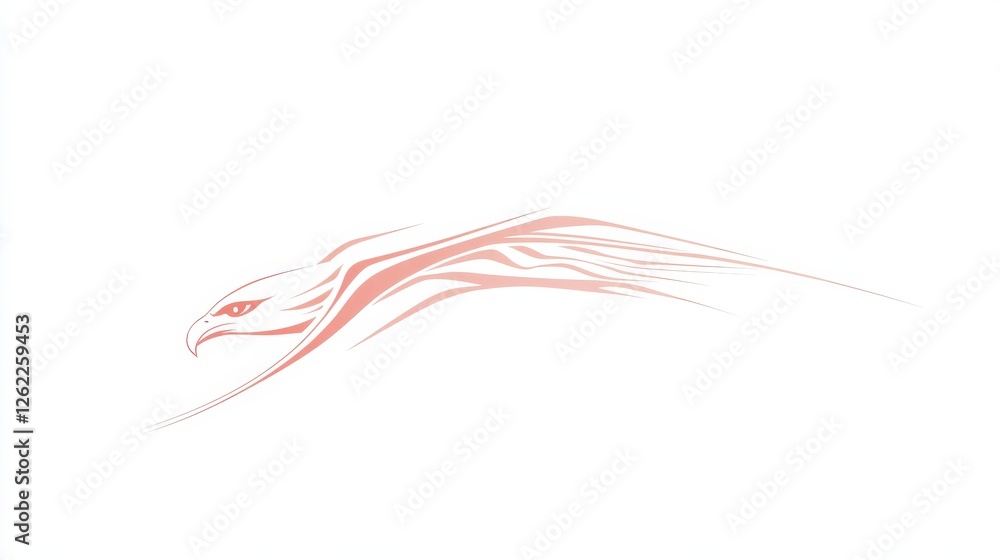 Poster elegant stylized hawk design with dynamic feather flowing lines