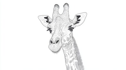 Obraz premium Elegant Giraffe Illustration with Detailed Facial Features and Lines