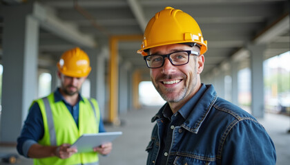 Construction Site Professional Smiles Confidently